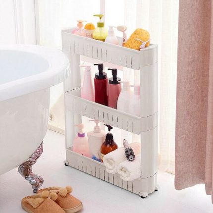 3-tier Slim Slide Out Storage Tower Organizer Shelf Slim Narrow Space Storage Rack 13cm wide