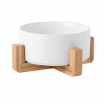 Pet Ceramic Bowl with Bamboo Stand Cat Bowl Dog Bowl Pet Drinking Bowl Food Container Cat and Dog Feeding Supplies