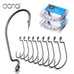 10pcs/ Set Fishing Hook Carbon Steel Wide Crank Offset Fishhook For Soft Worm Lure 5/0#-1# Bass Barbed Carp Fishing Hooks