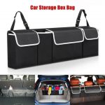 Car Trunk Organizer Storage Box Bag Auto Car Boot Organizer Travel Tools Stowing Tidying Container Box Back Seat Storage Box Bag (Black)